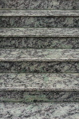 Noble Treppe aus grünem marmorierten Granit als Frontalaufnahme
