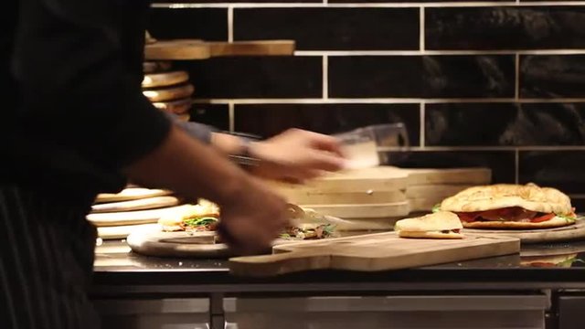 Non identify Chef made pizza baking in kitchen