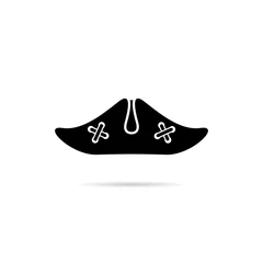 Poster Icon pirate hat with skull and crossbones. © wladislawka