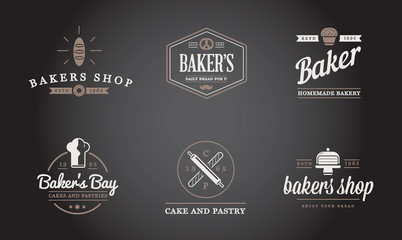 Set of Vector Bakery Pastry Elements and Bread Icons Illustration can be used as Logo or Icon in premium quality