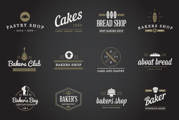 Fototapeta na wymiar Set of Vector Bakery Pastry Elements and Bread Icons Illustration can be used as Logo or Icon in premium quality