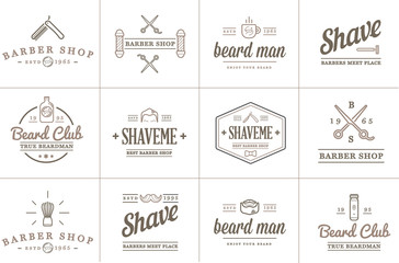 Set of Vector Barber Shop Elements and Shave Shop Icons Illustration can be used as Logo or Icon in premium quality