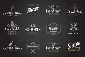 Set of Vector Barber Shop Elements and Shave Shop Icons Illustration can be used as Logo or Icon in premium quality
