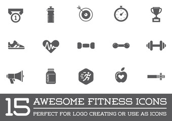 Set of Vector Fitness Aerobics Gym Elements and Fitness Icons Illustration can be used as Logo or Icon in premium quality