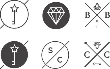 Set of Vector Outline Badges or Emblems Abstract Hipster Logo Templates