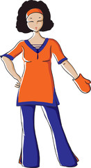 Vector Housewife with Anti-heat Glove