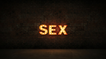 marquee light sex letter sign, render 3D