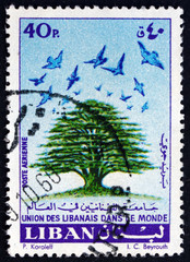 Postage stamp Lebanon 1960 Cedar and Birds