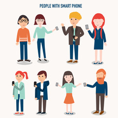 People with smartphone infographics elements.illustrator EPS10.
