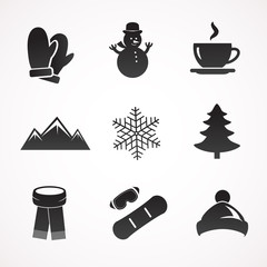 Winter icon set. Vector art.