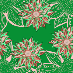 Colorful flowers seamless pattern background. Floral frame. Vector illustration