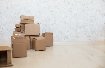 Cardboard boxes on laminate floor