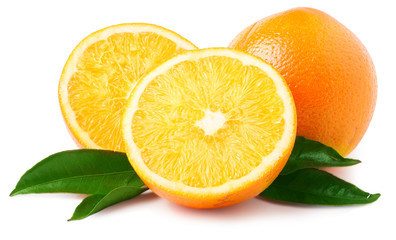 Orange fruit sliced isolated on white background