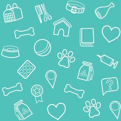 The goods for animals, background, seamless, blue-green. 