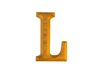 L Alphabet made from golden teak