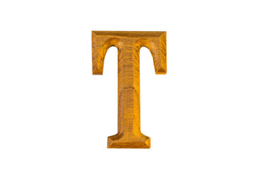 T Alphabet made from golden teak