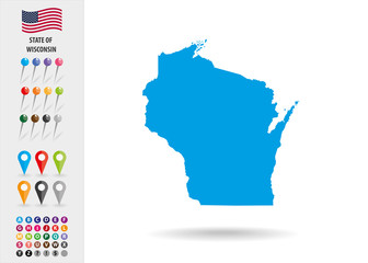 Obraz premium Map State of Wisconsin USA