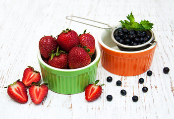 Fresh strawberries and blueberries