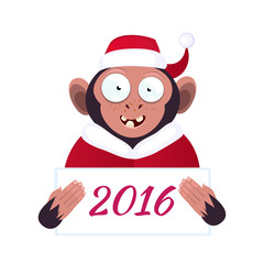 Funny monkey holding a poster