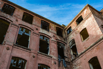 Fototapeta premium Ruined old textile factory 