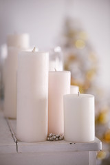 Fototapeta na wymiar large white candles