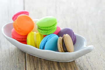 Colorful Macarons wooden table