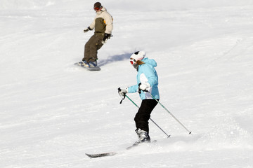 Fototapeta na wymiar Downhill skiing
