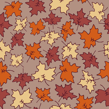 Autumn seamless pattern. Maple Leaves