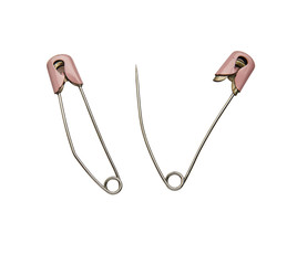 Couple of pinky safety pins - clipping path