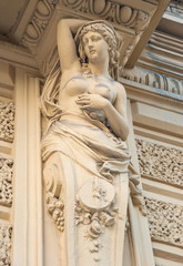 Ancient Sculpture Caryatids decorate one of the houses of St. Petersburg