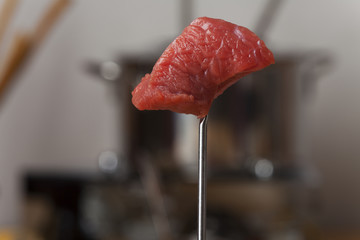 Closeup einer Fonduegabel