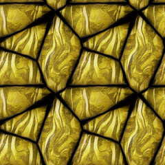 Abstract seamless pattern of golden striped stones