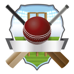 Cricket Bat and Ball Badge Illustration