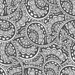 Hand drawn seamless Paisley pattern. Doodle style