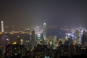 Obraz premium Hong Kong ,2015 Oct 15. Hong Kong skyline city with fog
