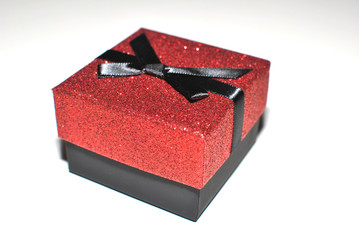 Christmas present-red, sparkling box.