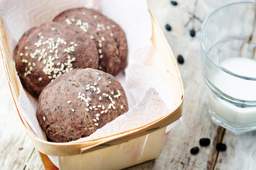 black beans buns with sesame seeds