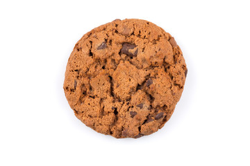 Chocolate chip cookie isolated on white