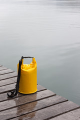 Waterproof bag on timber walk way
