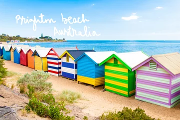 Stof per meter Badboxen bij Brighton Beach, Australië met handgeschreven tekst © stanciuc