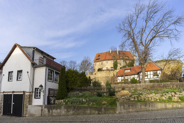 Street view of Hornburg, a old medieval town in Lower Saxony located on the German Timber-Frame Road.