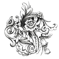 vector graphic bouquet, painted by hand in pencil