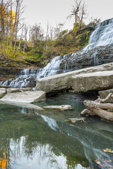 Naklejka na ściany i meble Scenic Cascading Waterfalls in Southern Ontario Autumn