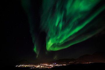 Northern lights over Nuuk city