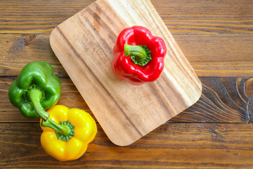 sweet chilli on wooden table.