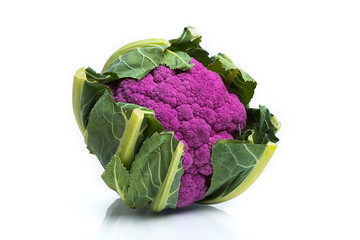 Purple cauliflower isolated on white background