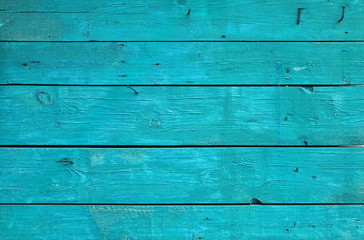 Blue vintage painted wooden panel with horizontal planks