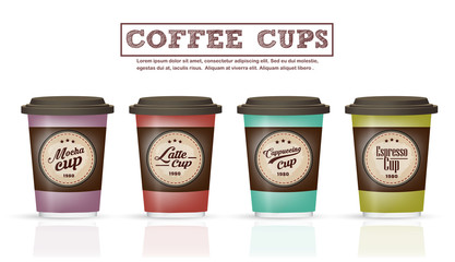 Collection of coffee badges and logo design on coffee cup Vector