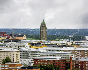 The view of the building of the Church of Kallio in Helsinki.Fin