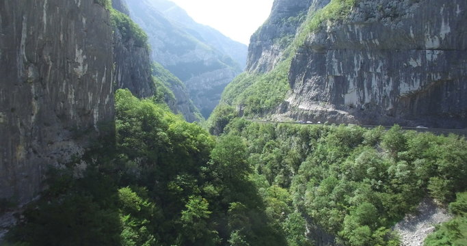 Aerial view of Moraca river canyon.